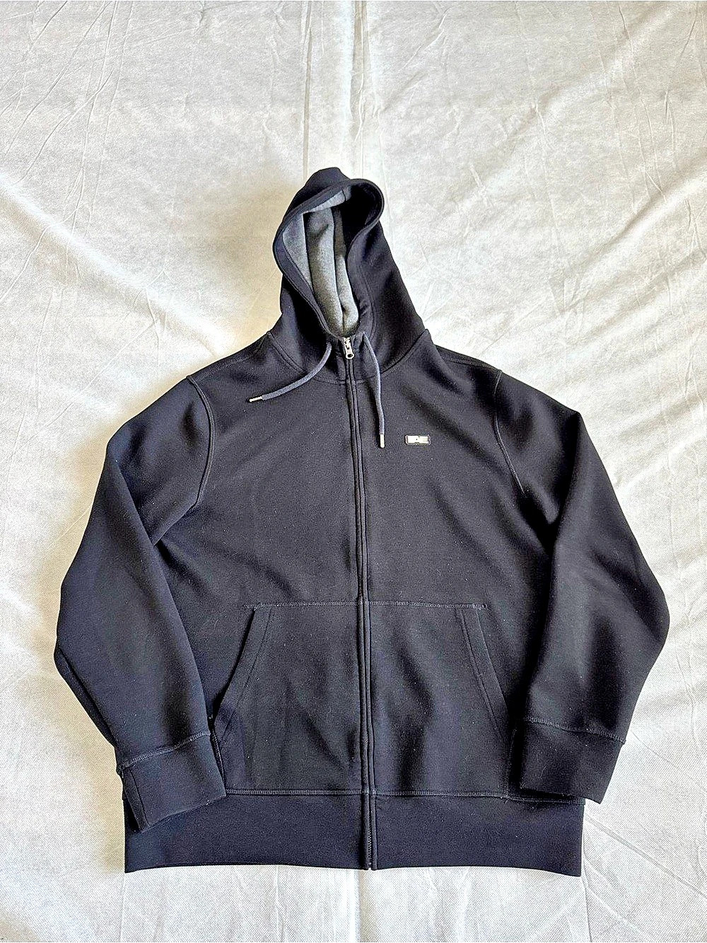 American Eagle Outfitters Men's Black Solid Full-Zip Hooded Hoodie L Pockets